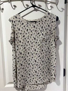 Women's Cream Printed Cold-Shoulder Blouse